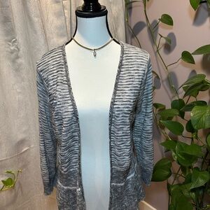 Gray Open-Front Cardigan Sweater